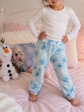 Disney Frozen 2 Snowflake Plush Fleece Pajama Pants Girls Size 4/5